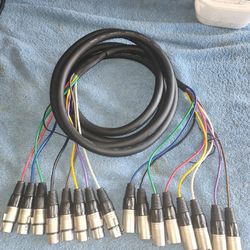 NEW XLR Snake Cable Patch - FAT TOAD 8-Channel Pro 10 feet Audio Mic Cord Mixer Sound Stage