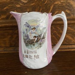 Antique Bone China Souvenir Cream Pitcher