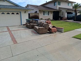 Free couches one is recliner well built need some cleaning  dawn soap will do the job