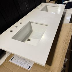 61” Countertop Only In White For Bathroom Vanity 
