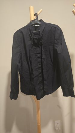 Womens Black Top With Attached Long Bow