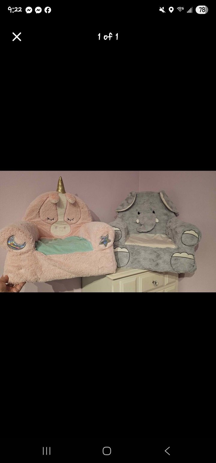 2 Toddler Plush Chairs