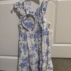 NEW Girl’s White And Blue Dress