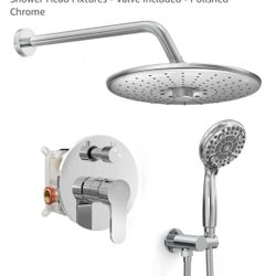 SR SUN RISE Shower Faucet - 10 Inch Multifunctional High Pressure Shower Head System with Handheld Shower Head Fixtures - Valve Included - Polished Ch