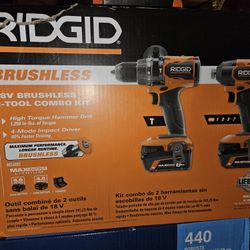 (Firm 260.00)  18V Brushless 2-Tool Combo Kit  6.0Ah and 4.0Ah Batteries, Charger, and Hard Case