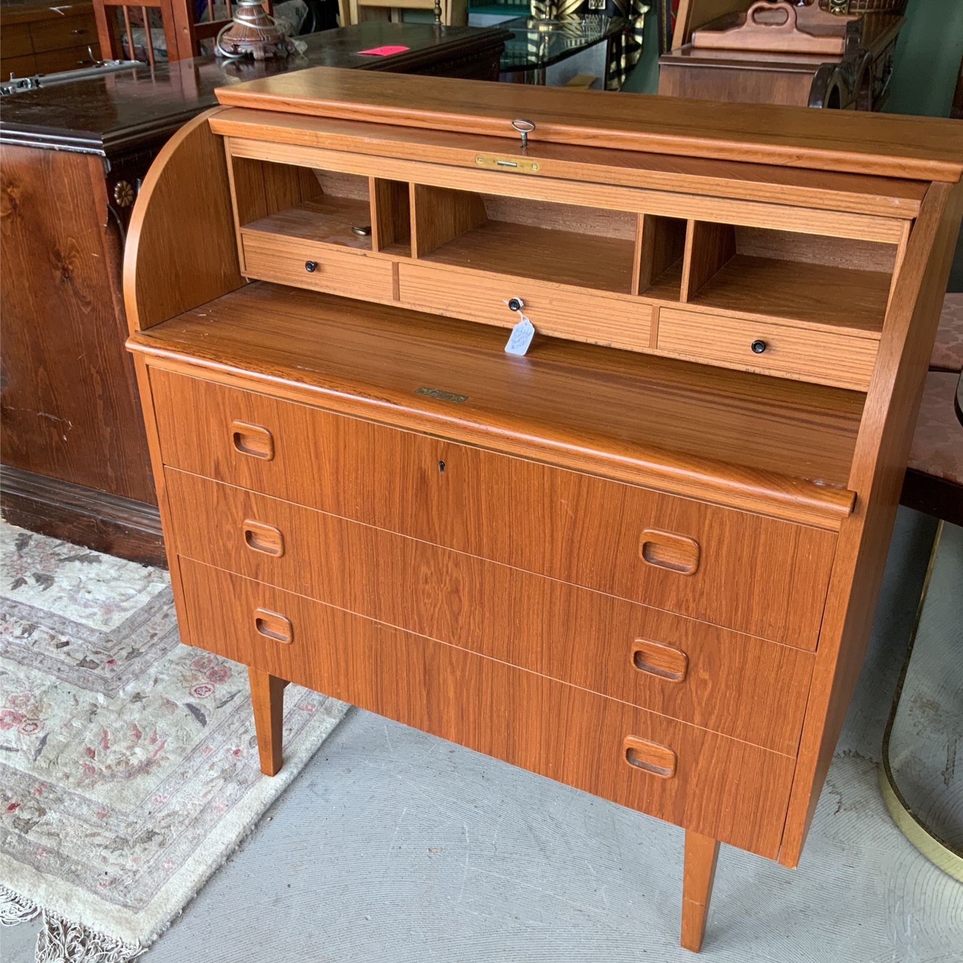 Teak Danish Roll top Desk