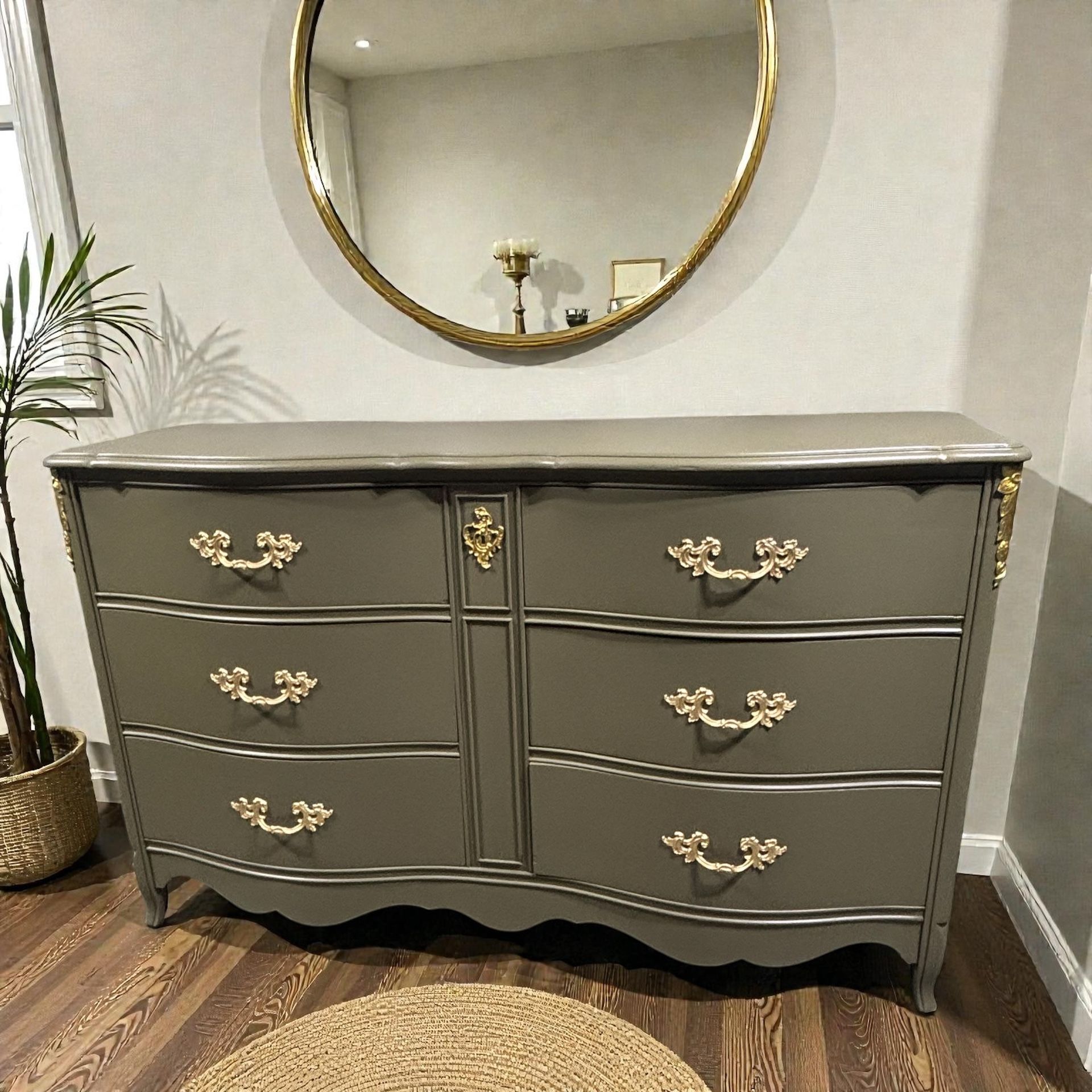 French Provincial Vintage Green Dresser