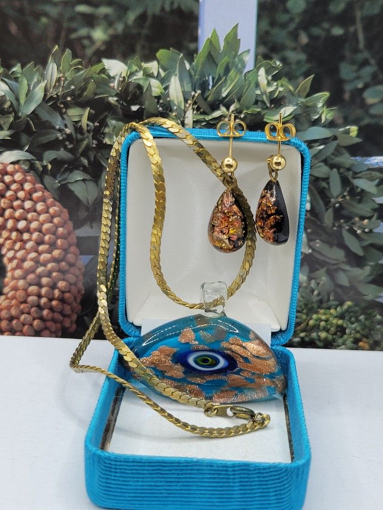 VINTAGE GLASS FRAME, EVIL EYES, & EARRINGS
