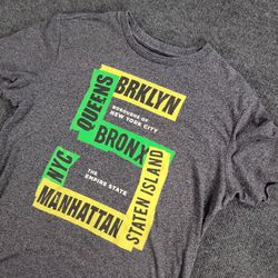Aeropostale Mens Graphic T-Shirt Gray NYC Boroughs Short Sleeve Small