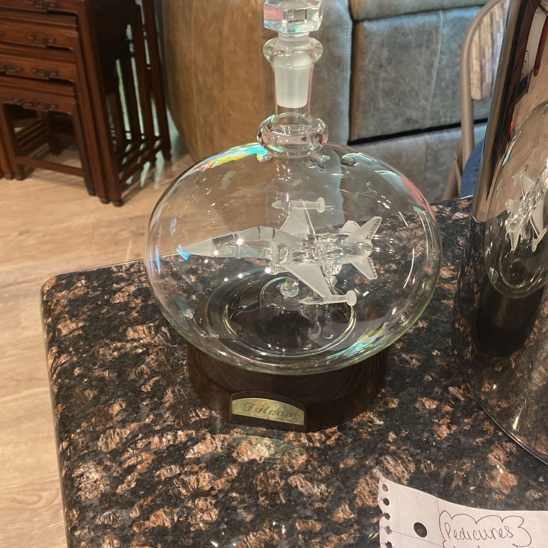 Blown Glass Falcon Liquor Decanter