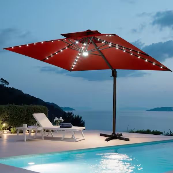 Double Top 13 ft. x 10 ft. Rectangular Heavy Duty 360 Rotation Solar LED Lighted Double Top 13 ft. x 10 ft. Rectangular Heavy Duty 360 Rotation Solar LED Lighted