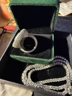 Lab Diamond Moissanite Ring With 4MM Tennis Chain 