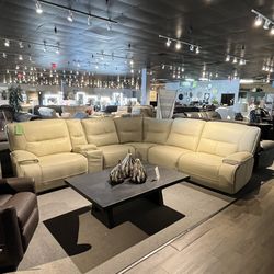 Beige 6pc Power Reclining Sectional