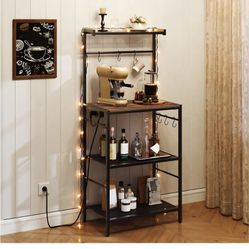 Rack With Power Outlet Kitchen Storage Shelf 