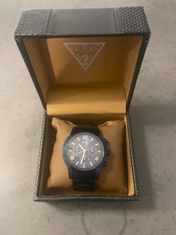 Guess U0123G3 Men’s Black Chronograph Watch w/ Box & Extra Links - Excellent Condition