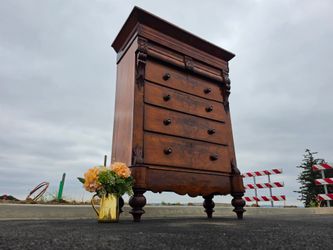 MARVELOUS Antique European Tall Dresser 6 Drawers