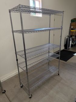 Chrome Wire Shelving Unit on Wheels