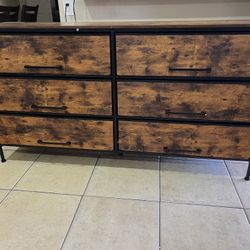 WLIVE Wide Fabric Dresser, 6 Drawer Dresser TV Stand for 68" TV, White Dressers Bedroom Furniture Large Storage Tower Unit with Fabric Bins for Bedroo