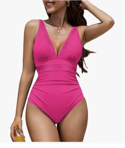 Womens One Piece Swimsuits Tummy Control Bathing Suits Mesh Swim Suits High Waist 