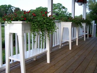 2x White Adams Manufacturing 36-inch deluxe raised bed herb garden planter