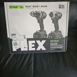 Flex 24v DRILL DRIVER AND IMPACT DRIVER KIT New Never Used 