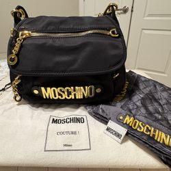 MOSCHINO NYLON CROSSBODY/SHOULDER BAG WITH SILK SCARF
