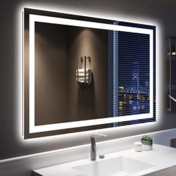 48 x 32 Inch LED Bathroom Mirror with Backlight and Front Light, Lighted Vanity Mirror