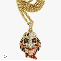 Iced Out Pokemon Character With Gold Plated Rope Chain To Match