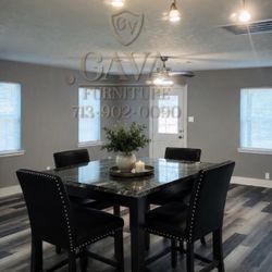 ✨ NEW 5-PIECE DINING SET ✨  Upgrade your dining space with this beautiful Faux Marble Dining Set! 🤍  🪑 Includes Table + 4 Chairs ✨ Elegant Faux Marb