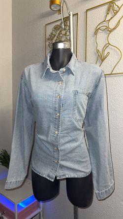 Light Blue Denim Button-Up Shirt