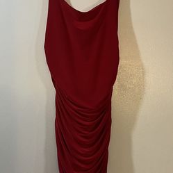 Red Ruched Bodycon Dress Womens Sz Small
