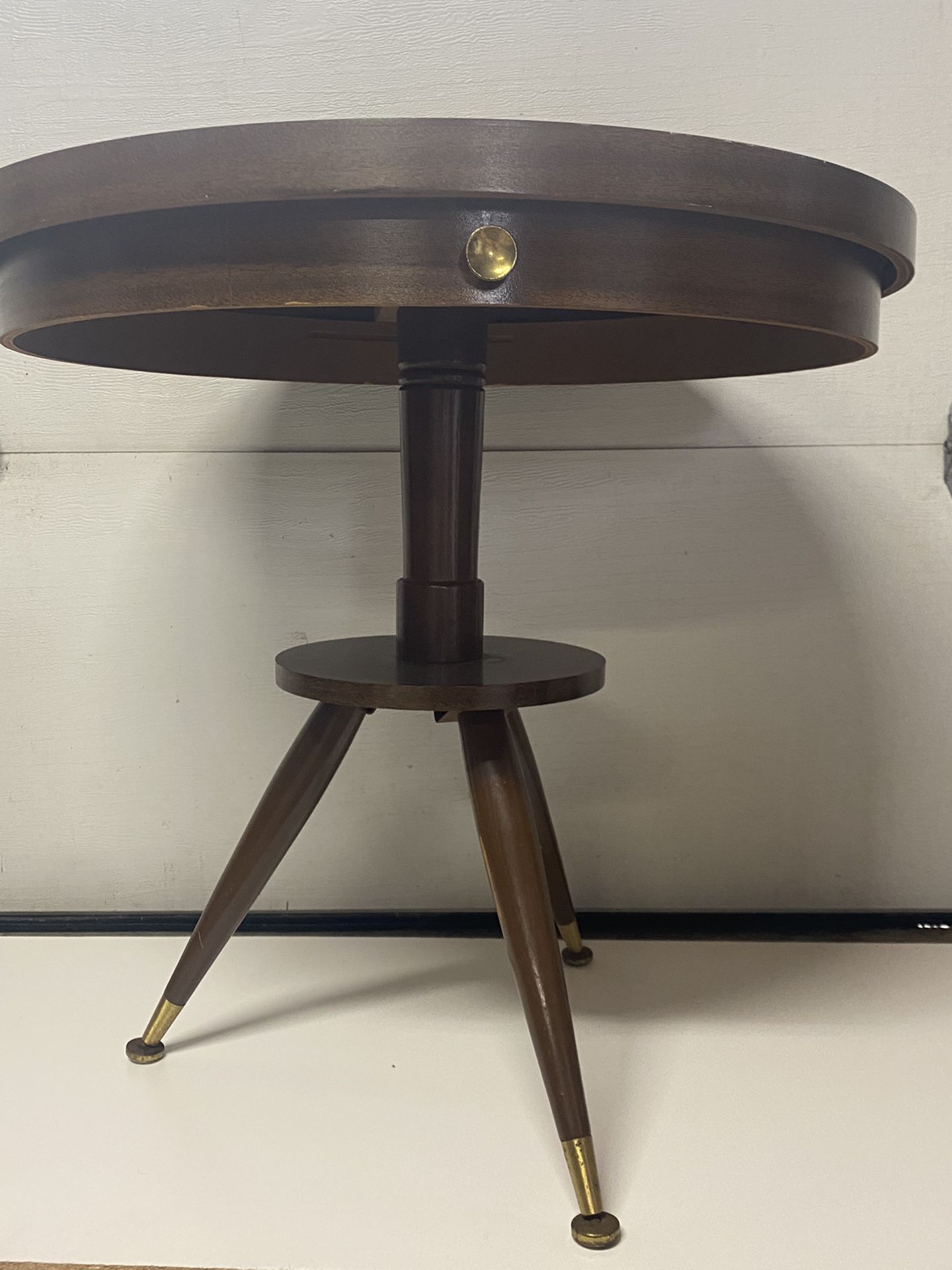 MCM Round Table Tripod Legs Gold Accents 