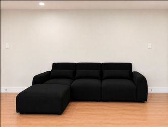 Brand New Black Modular Sectional Sofa w/ Ottoman & Pillows