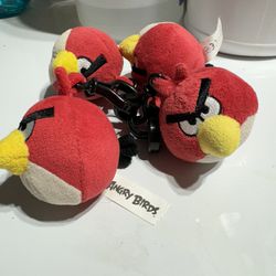 Lot Of 3 Angry Birds Backpack Hanger Keychain Plush