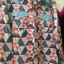 Vintage 1970s Patchwork Shirt Size Large 