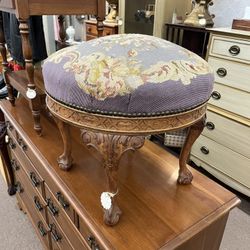 Antique French Needlepoint Stool
