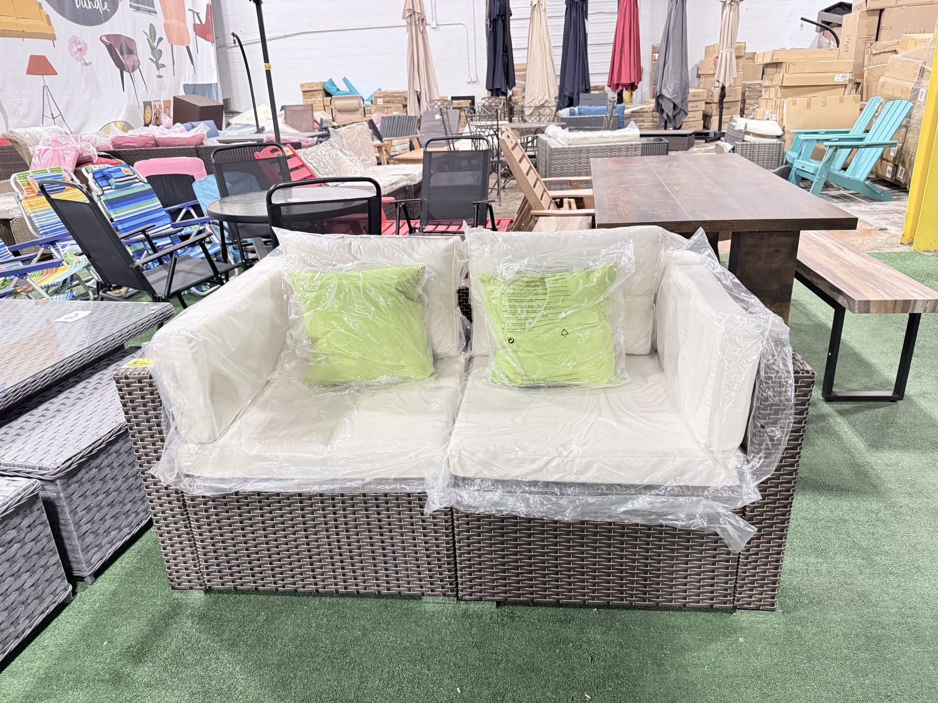 Brand New 2-Piece Outdoor Furniture Loveseat Wicker Sectional Sofa Set