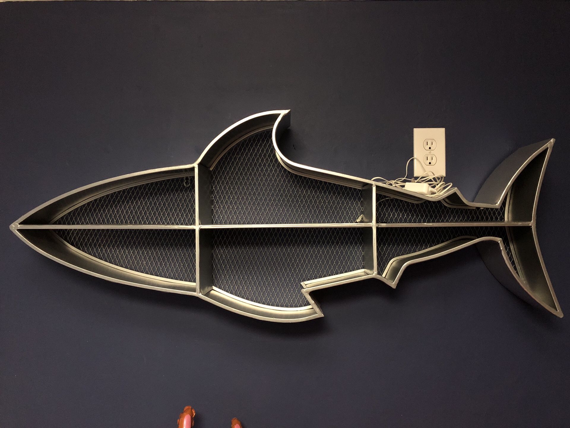 Pottery barn Kids silver metal Shark Shelf