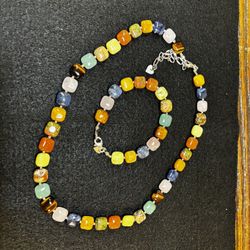 Jay King Desert Rose Trading Dtr Multi Stone Sterling Silver Necklace & Bracelet