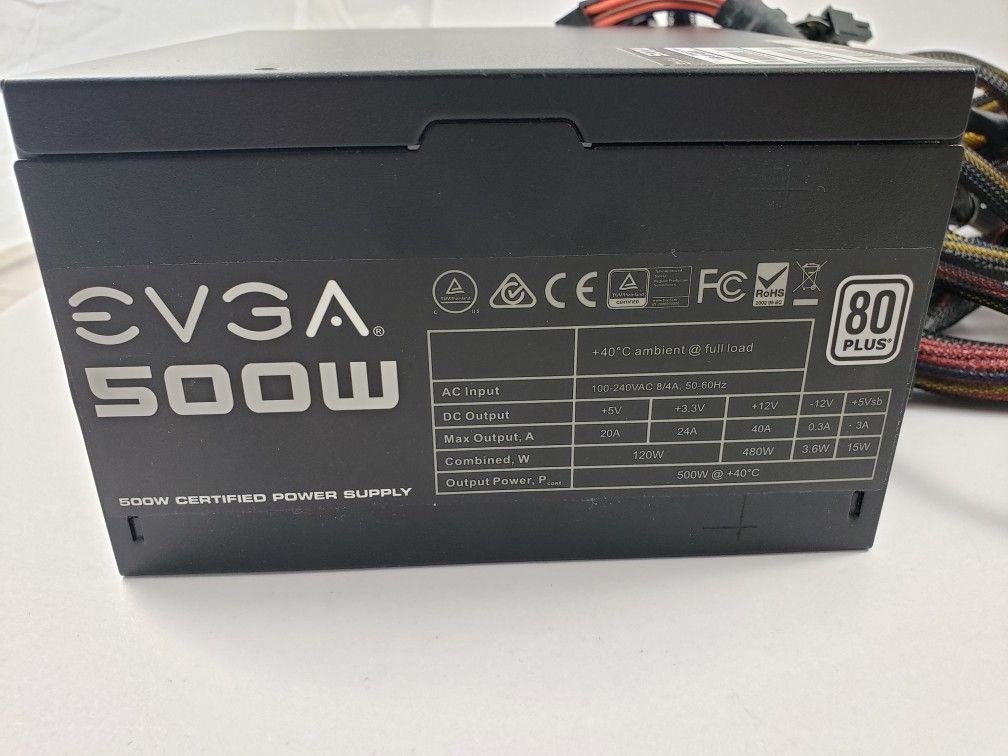 EVGA 500w 80 Plus Power Supply Computer Part