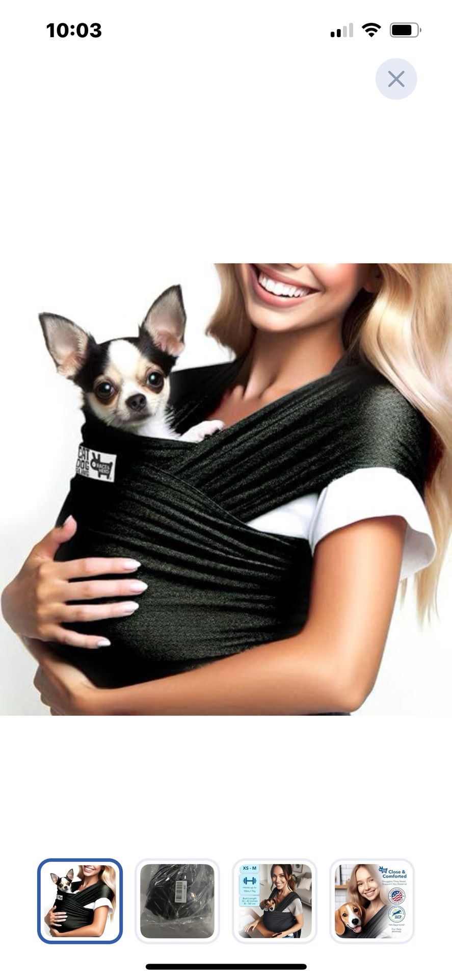 “New”Pet Carrier Sling(Dog,cat,etc.)up To 15lbs.(retail$39)