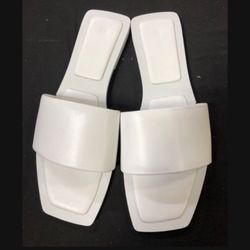 Brand New 9.5 Womens Square Open Toe Slide Sandals Cute Slip On Strap Flat Sandals