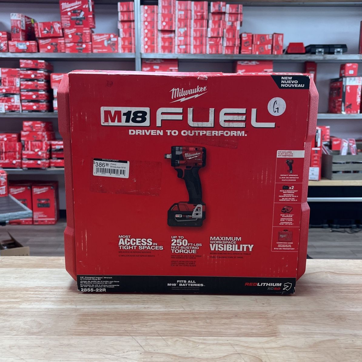 Milwaukee M18 FUEL 18V Lithium-Ion Brushless Cordless 1/2 in. Compact Impact Wrench with Friction Ring Kit, Resistant Batteries