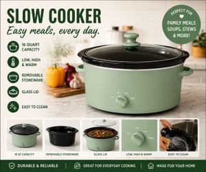 New 16 Quart Green Slow Cooker