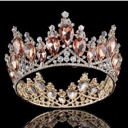 Vintage Rhinestones Crystal Crown for Women Wedding Bridal Tiara Flower Crown Hair Accessories