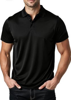 Polo Shirts for Men: Quick Dry Moisture Wicking High Elasticity Convenient Slim Fit Polo Runs L