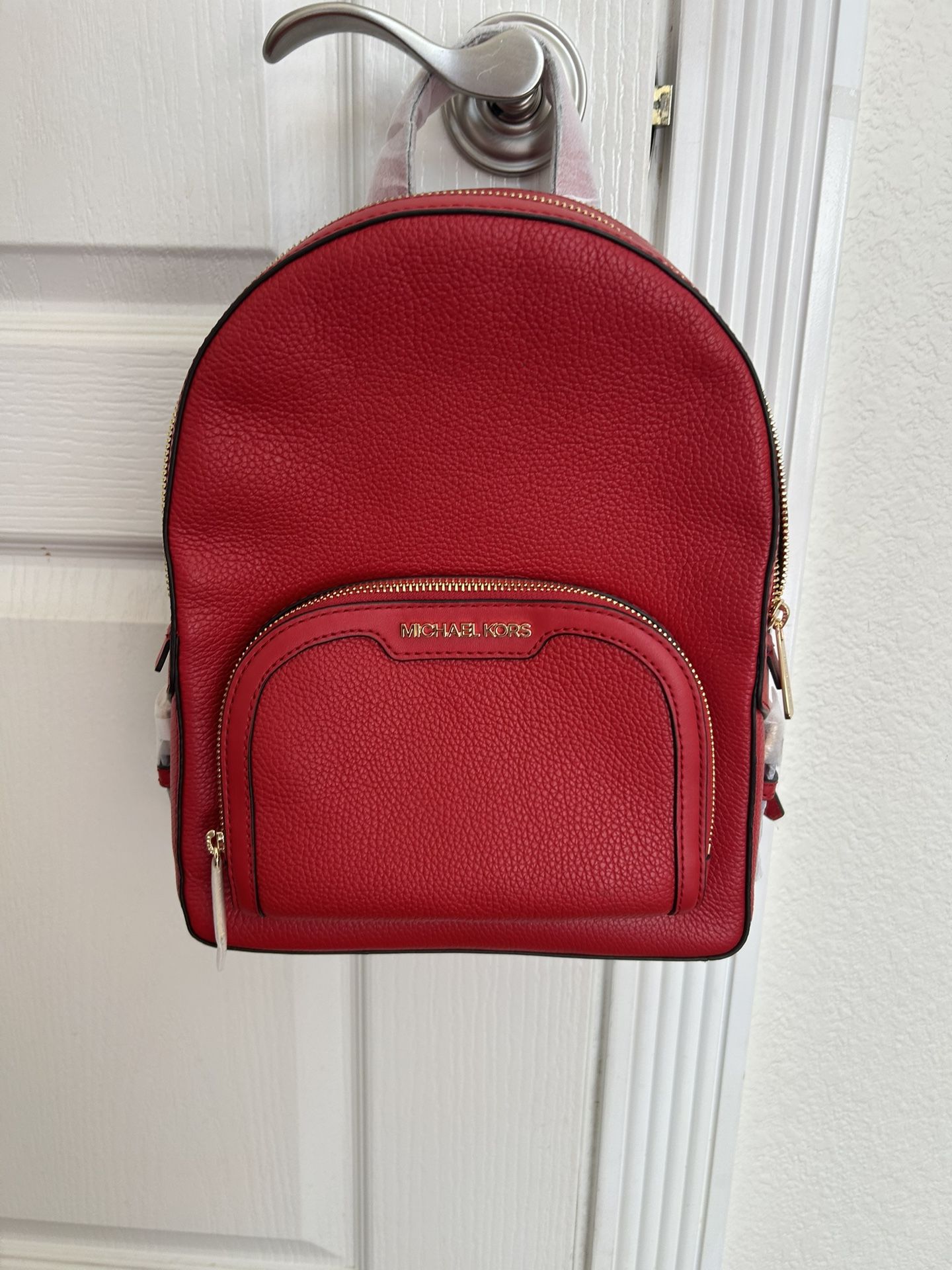 Michael Kors, red backpack purse