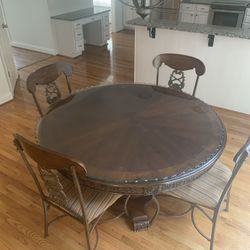 Round Glass Topped Dinning Table 