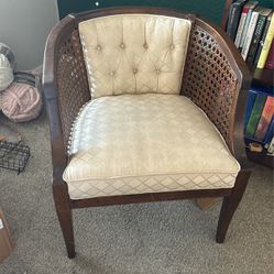 Beautiful Vintage Wicker and Wood Accent Chair 