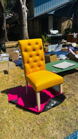 Yellow upholstered accent chair
